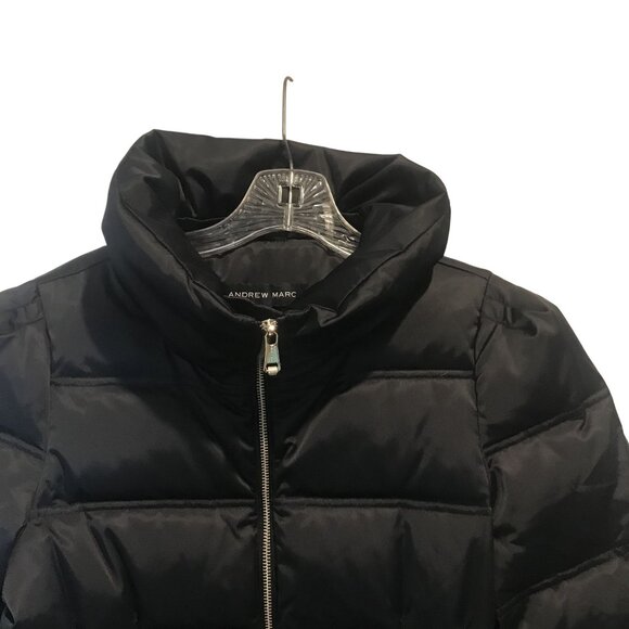Andrew Marc Womens M Black Down Puffer Coat Stretch Jacket Short - Picture 12 of 13